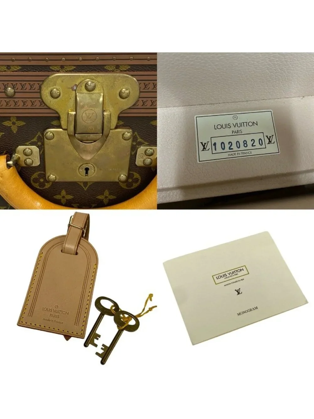 Louis Vuitton Monogram Alzer 60 Leather Trunk Carry Case Suitcase Brown